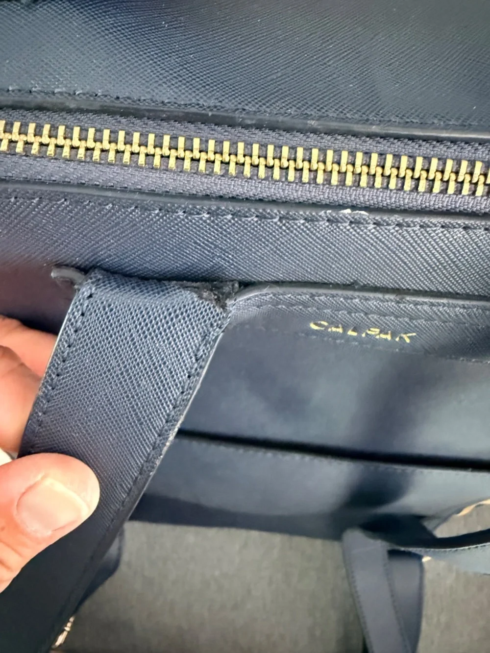 Calpak Laptop Backpack (navy faux leather)